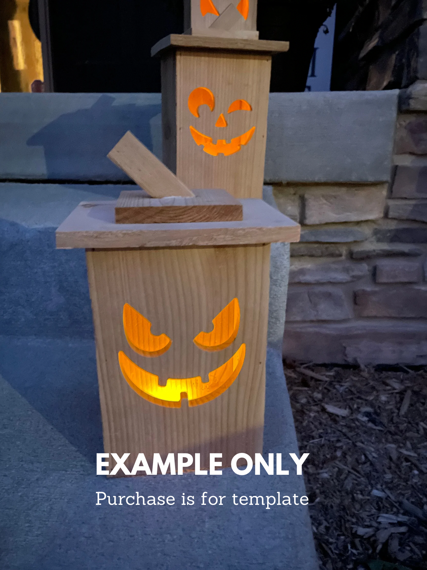 Sinister Face - Wooden Jack-o-Lantern Face Template (Single Template)